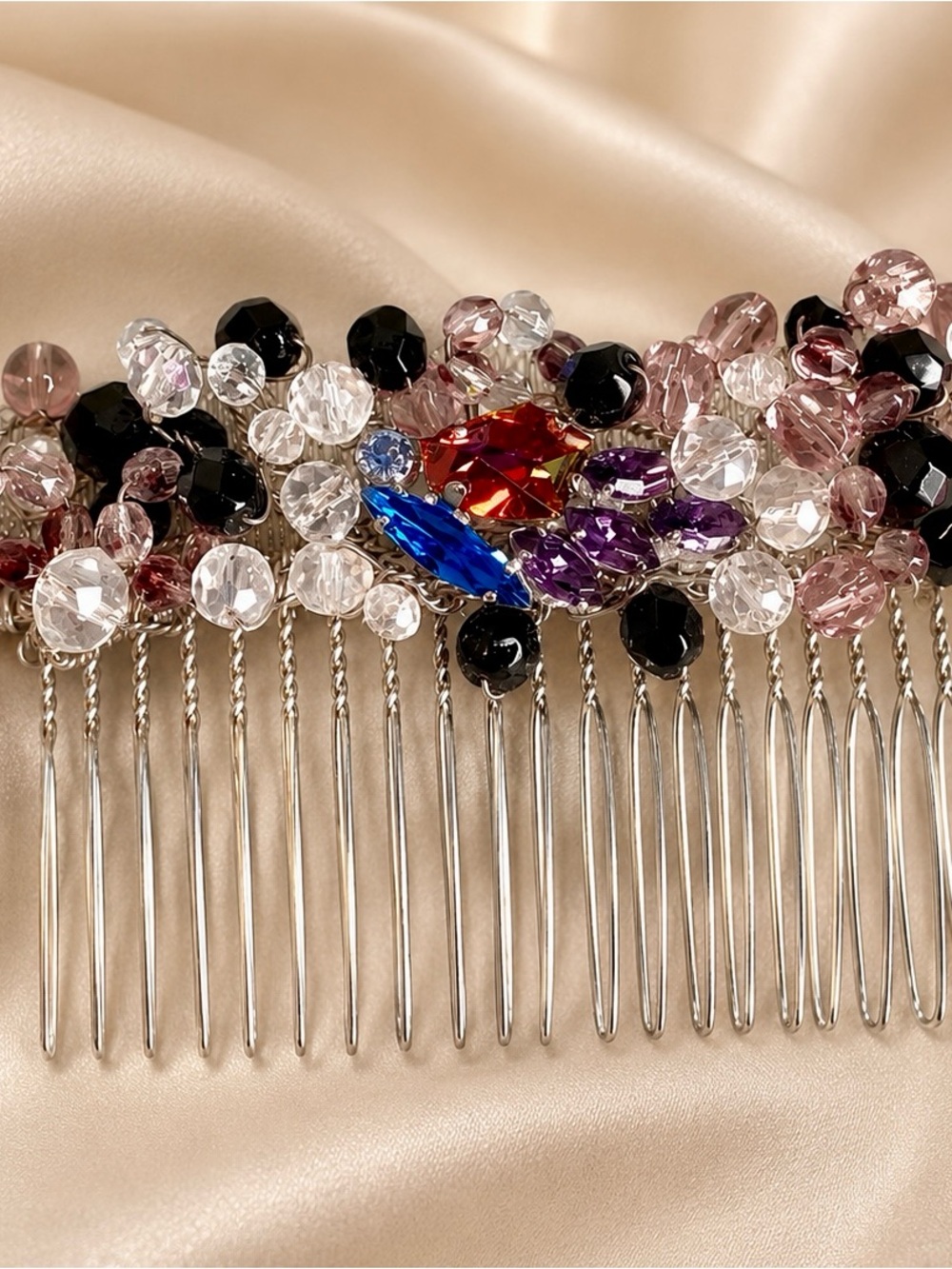 Crystal Hair Comb - Multicolor Decorative Hair Accessory